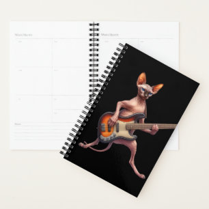 2025 Sphynx Cat Calendar Bass Player Musician Planner