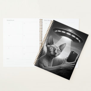 2025 Sphynx Cat UFO Calendar Selfie Area 51 Planner