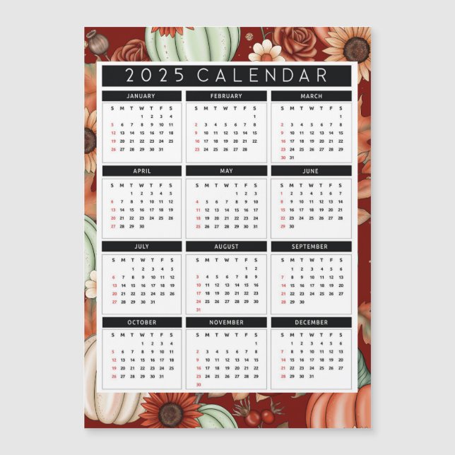 2025 Sunflower Flyer Calendar– Year-at-a-Glance (Front)