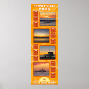 2025 Sunsets and Beach Vibes Calendar Poster