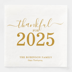 2025 Thanksgiving Gold Script Modern Napkin
