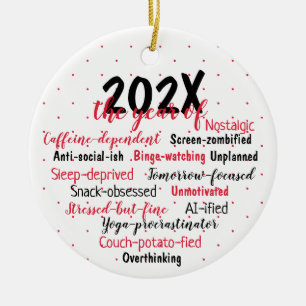 2025 the year of Custom Texts Ceramic Tree Decoration
