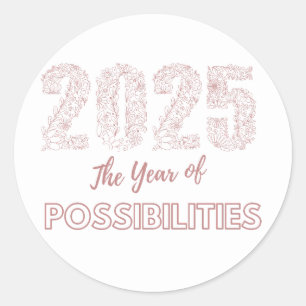 2025 The Year of Possibilities Floral Classic Round Sticker