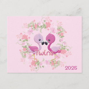 2025 Twins Pregnancy Expecting Announcement Postcard