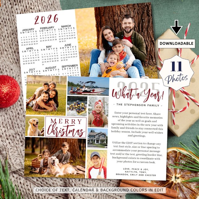 2025 What A Year Photo Collage 2026 Calendar Holiday Card (Creator Uploaded)