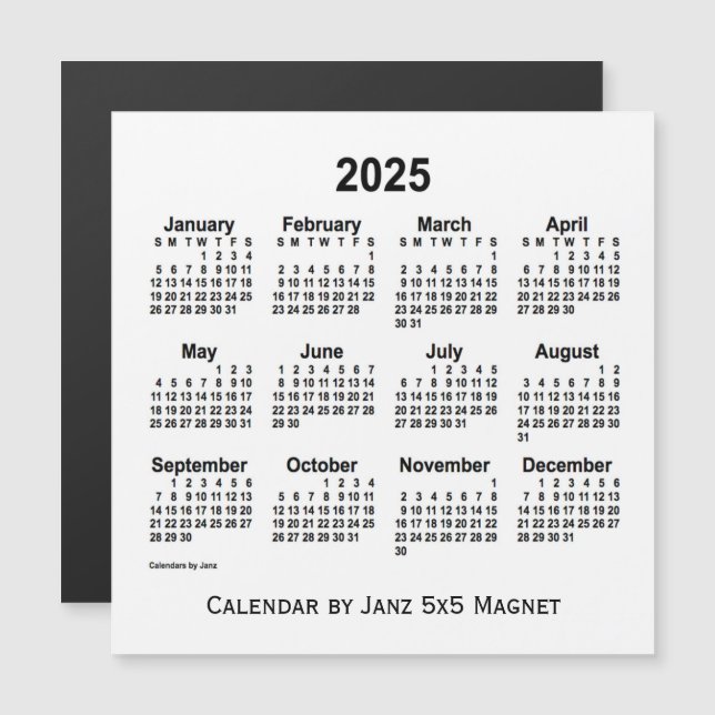 2025 White Calendar by Janz 5x5 Magnet (Front/Back)