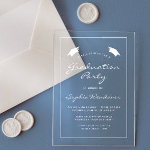 2025 White Caps Border Graduation Party Acrylic Invitations