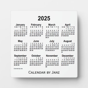 2025 White Desk Calendar by Janz Plaque