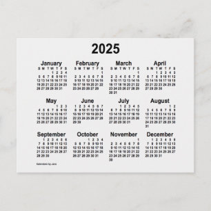 2025 White Smoke Mini Calendar by Janz Postcard