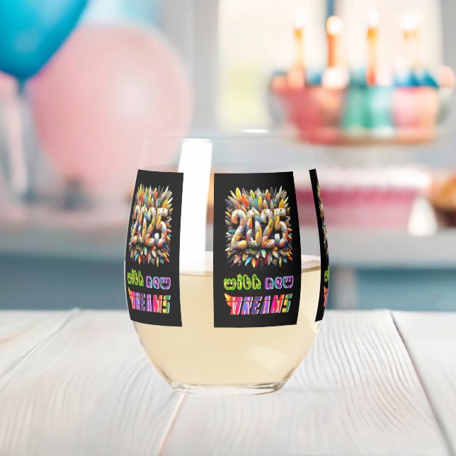 2025 With New Dreams Stemless Wine Glass (Insitu (Baby Shower))