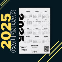 2025 Year Calendar Black And White Corporate