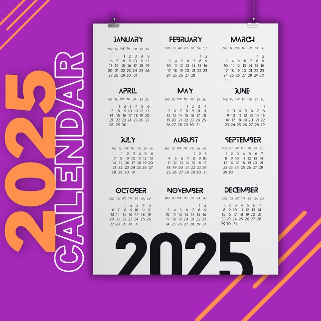 2025 Year Calendar Elegant White  Magnetic Invitation (2025 Year Calendar Elegant White Magnetic Invitation)
