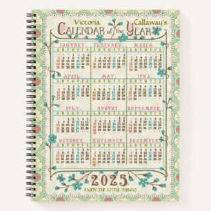 2025 Year Calendar Victorian Art Nouveau Custom Notebook