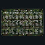 2025 Year Monthly Calendar Camouflage Camo Green Magnet<br><div class="desc">This 2025 year monthly calendar flexible magnet shows the days of the week for each month in white. Behind the numbers, the design has a camouflage pattern in shades of green and brown. This is a simple yearly calendar to help you conquer the new year. Always know what date it...</div>