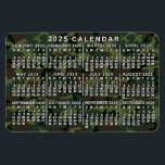 2025 Year Monthly Calendar Camouflage Camo Green Magnet<br><div class="desc">This 2025 year monthly calendar flexible magnet shows the days of the week for each month in white. Behind the numbers, the design has a camouflage pattern in shades of green and brown. This is a simple yearly calendar to help you conquer the new year. Always know what date it...</div>
