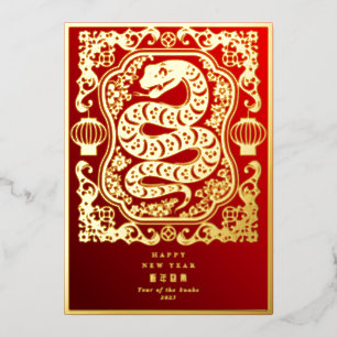 2025 Year Of The Snake Lunar New Year Red Modern