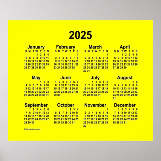 2025 Yellow Calendar by Janz Print (Front)