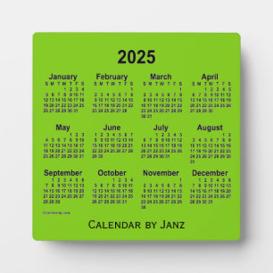 2025 Yellow Green Desk Calendar by Janz Plaque