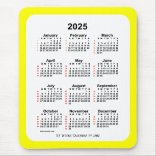 2025 Yellow Two Tone 52 Week Calendar by Janz Mouse Pad