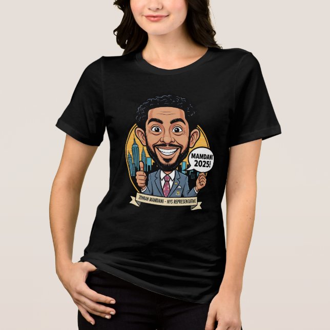 2025 Zohran Mamdani New York City Tri-Blend Shirt (Front)