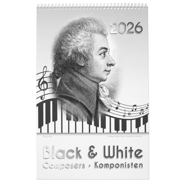 2026, 12 Composers Portraits in "Black & White" Calendar (Cover)