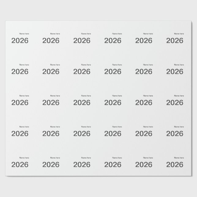 2026 2027 2028 name title here year bold letter  wrapping paper (Flat)