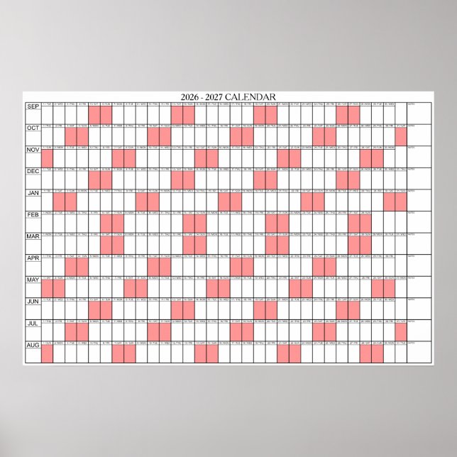 2026 - 2027 Academic Year Wall Planner Calendar Poster (Front)