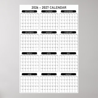 2026 - 2027 Academic Year Wall Planner Calendar Poster