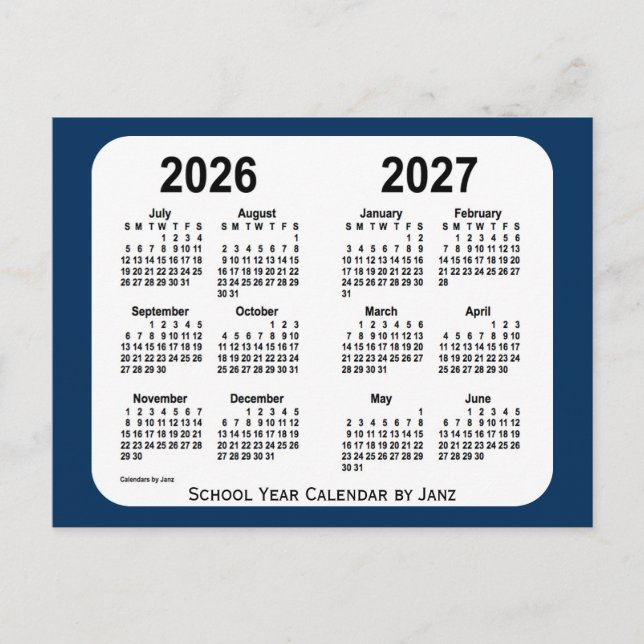 2026-2027 Police Box Blue School Calendar by Janz Postcard (Front)