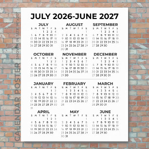 2026-2027 School Year Calendar Minimalist Wall Poster