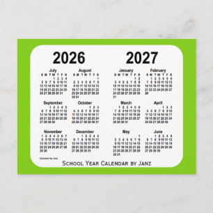 2026-2027 Yellow Green School Calendar by Janz Postcard