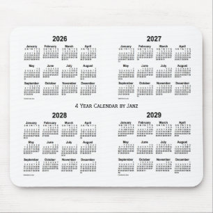 2026-2029 White 4 Year Calendar by Janz Mouse Pad