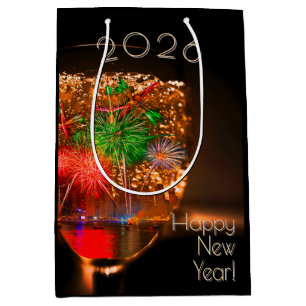2026 20xx wishes with fireworks and bubbles medium gift bag