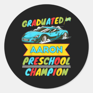2026 Aaron Personalised Last Day Of Preschool Grad Classic Round Sticker