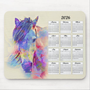 2026 Abstract Horse Calendar Mouse Pad