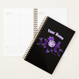 2026 Aesthetic Celestial Moon & Purple Lilies Hard Planner