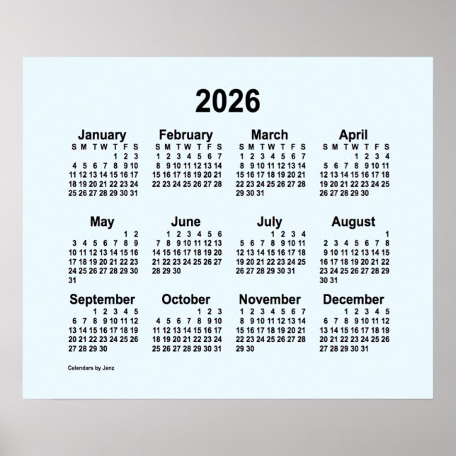 2026 Alice Blue Calendar by Janz Print (Front)