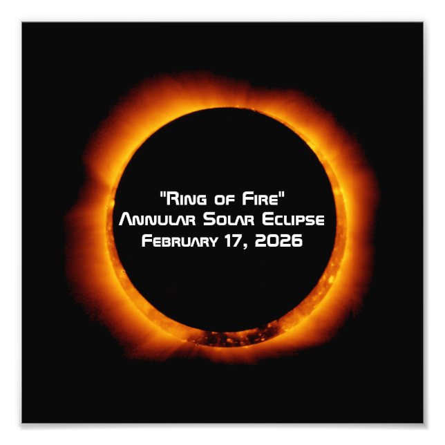 2026 Annular Ring of Fire Solar Eclipse Photo Print (Front)