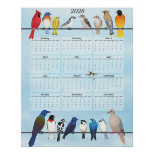2026 backyard birds calendar poster