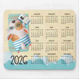 2026 Beach Dog Desk Calendar Mouse Pad