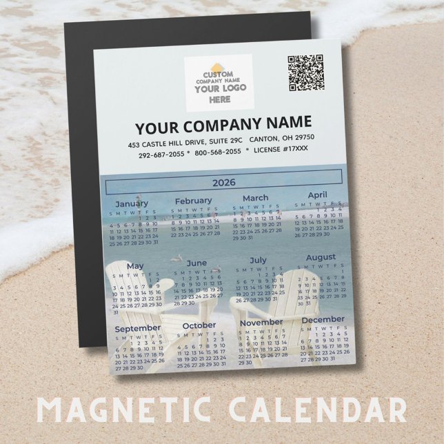 2026 Beach Magnet Calendar Business Logo QR Code (Creator Uploaded)