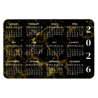 2026 Black and Gold Marble Calendar Magnet