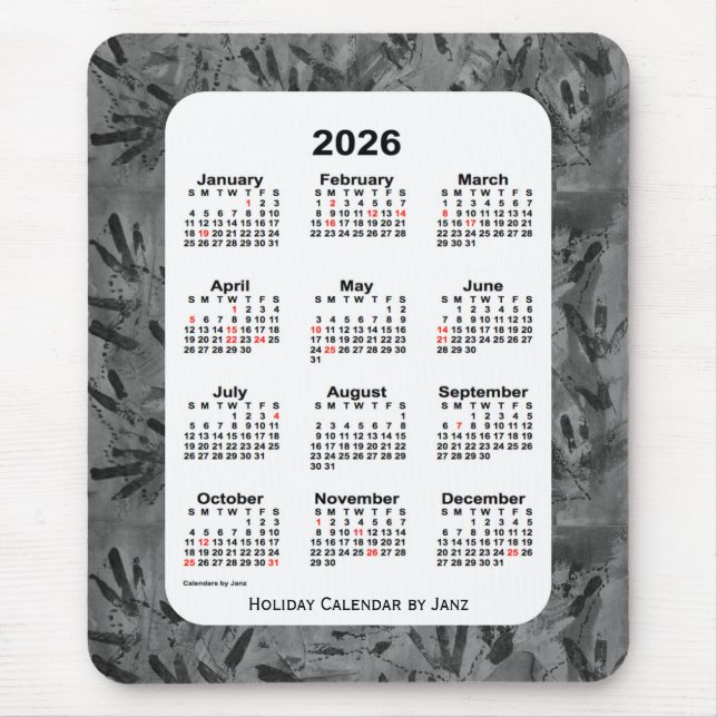 2026 Black Art Holiday Calendar by Janz Mouse Pad (Front)