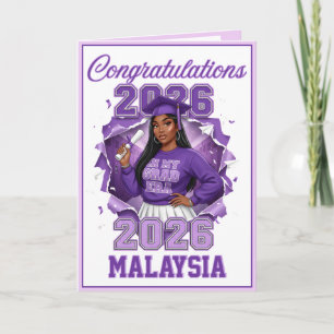 2026 Black Girl Grad Era Purple Graduation Card