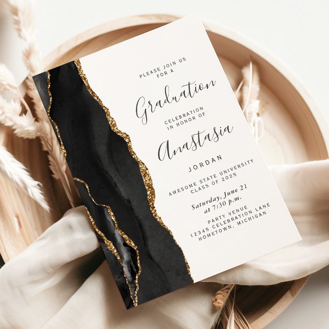 2026 Black Gold Agate Graduation Invitation (Creator Uploaded)