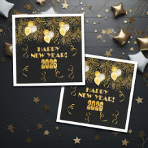 2026 Black Gold Glitter New Year's Eve Party