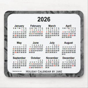 2026 Black Holiday Art Calendar by Janz Mouse Pad