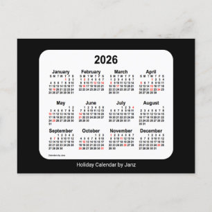 2026 Black Holiday Mini Calendar by Janz Postcard