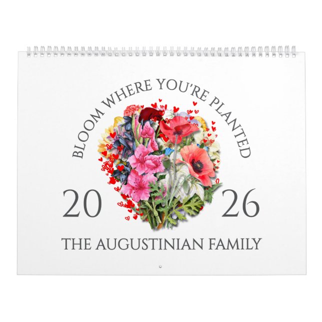 2026 BLOOM WHERE PLANTED Christian Birth Month  Calendar (Cover)
