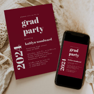 2026 Bold Typography Burgundy Graduation Party Invitation